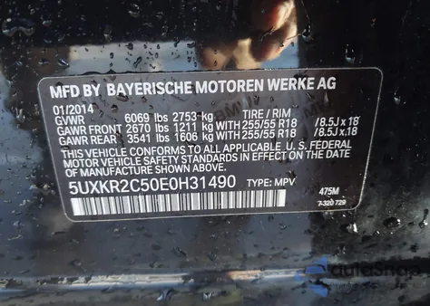 2014 BMW X5 Sdrive35I z USA, uszkodzony, nr VIN 5UXKR2C50E0H31490